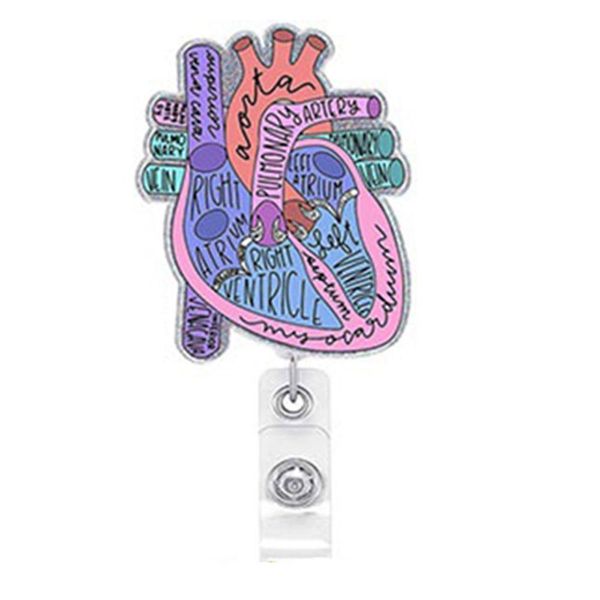 Portachiavi Portachiavi personalizzati Serie medica Cuore Infermieristica Acrilico Glitter Plastica Surub Vita Badge Reel per infermiere Accessori medico Hol Otdxv