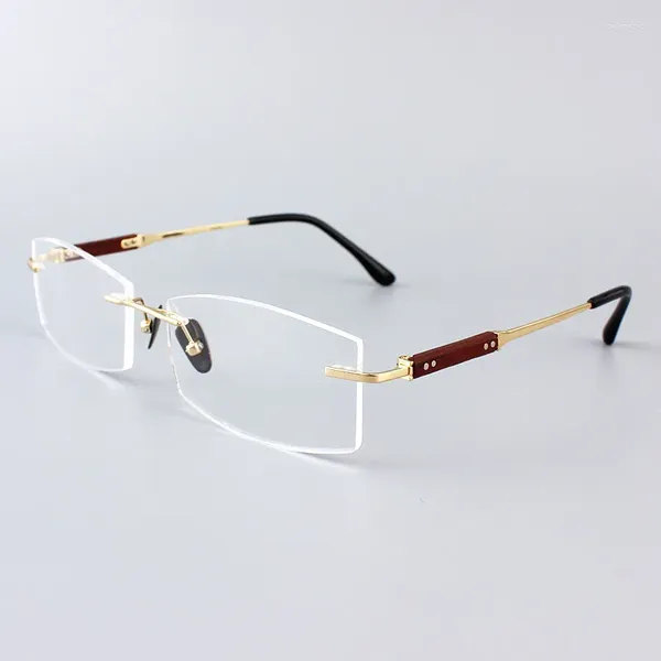 Sonnenbrille Vazrobe Randlos Titan Brillen Rahmen Männliche Frauen Marke Holz Kurzsichtige Brille Männer MR-8 Index Brille Für Rezept