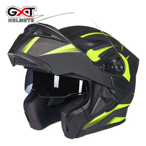 Caschi GXT Fip -up Casco da motociclista Visor a doppia lente Caschi a faccia a faccia a base di moto Capaceta di corse Casco con Bluetooth Moto Casque