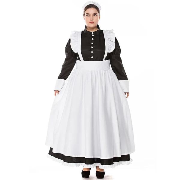 Kostüm klassische Schwarz -Weiß -französische Schürze Maid Cosplay Kleid Frauen Maidservant Kostümkleider Halloween Cosplay Kostüm Plus Größe