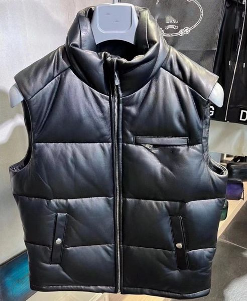 Pra 2023 Jaqueta de pele de cordeiro Moda de alta qualidade designer logotipo Colete de gola alta masculino novo de gola alta para baixo Homens plus size Parkas Casaco Mens cor sólida presente de Natal