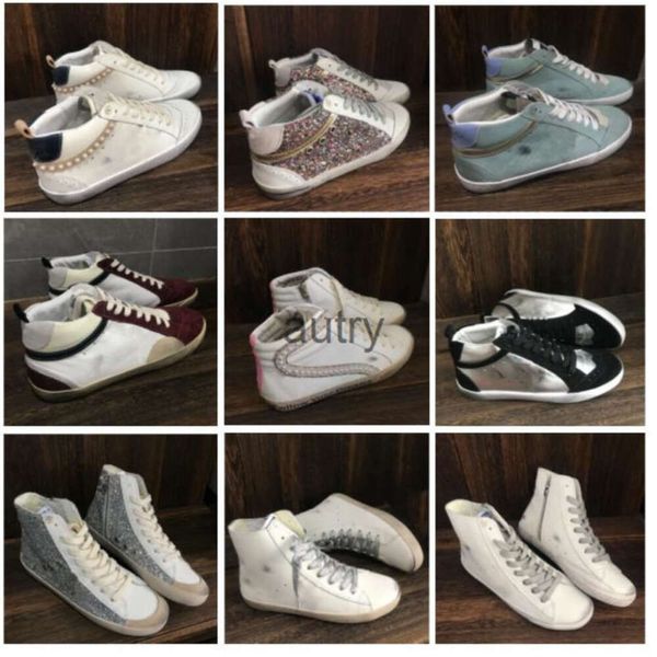 Stivali di design di lusso Golden Mid Slide Star Sneakers Inverno Nuova moda Italia Marchio Classico Bianco Do Old Dirty Superstar Donna Uomo Scarpe alte 003