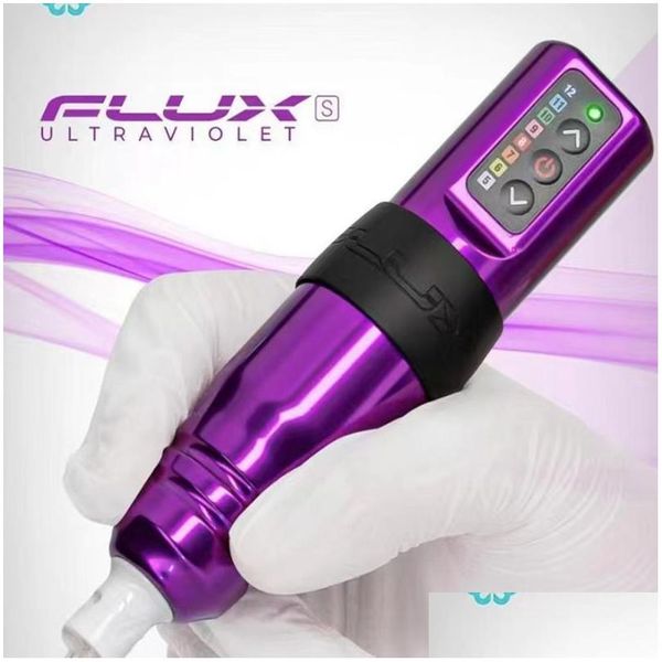 Máquina de tatuagem Tatuagem Hine Est Flux Pen Wireless Motor Suíço Forte Silencioso Bateria de Carregamento Rápido 2400Ma / H para Liner Shader 221014 Drop Dhmld