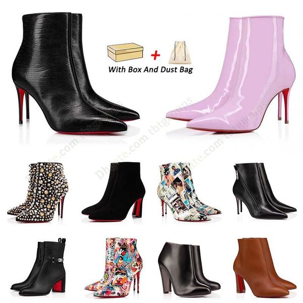 Designer-Damenstiefel, rot, sexy, spitze Zehen, Pumps, Schuhe, Luxus-Unterteile, Stiefel, Slingback-High-Heels, Stiletto, neue Saison, Beute für Frauen, Lipbooty, Ankle Booties, kurz, Größe 35–43