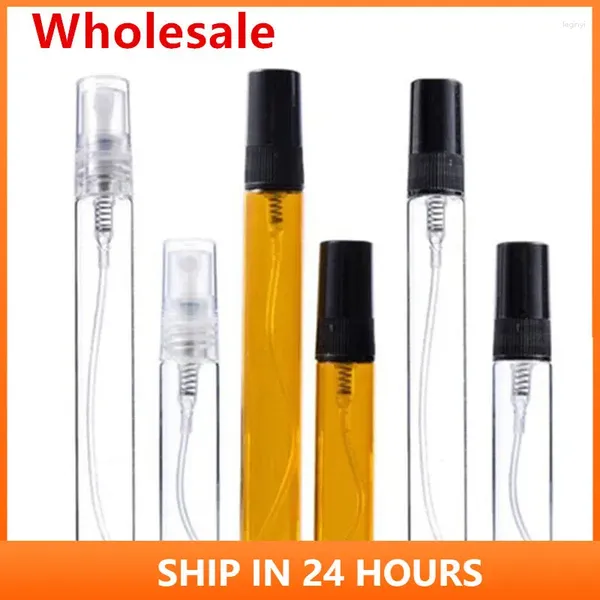 Depolama Şişeleri 50/100/200pcs 2ml 5ml 10ml Amber Clear Mini Parfüm Cam Şişe Boş Kozmetik Örnek İnce Şekatlar Toptan 4#1