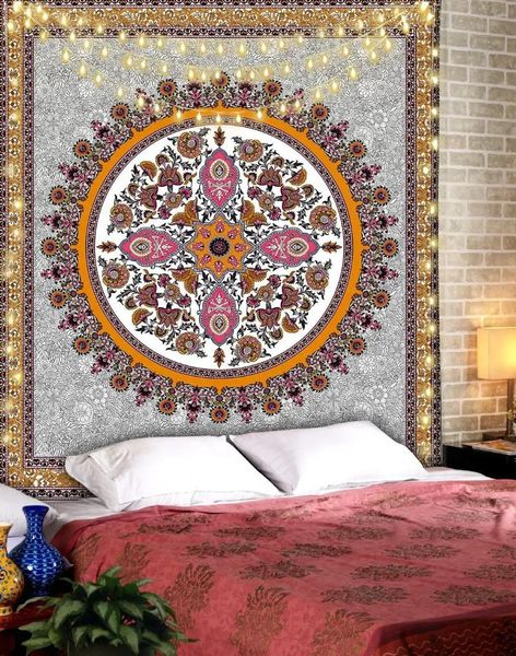 Tapeçarias Beauty HD Impressão Poliéster Mandala Flores Grande Tapeçaria Suspensa Decoração de Casa