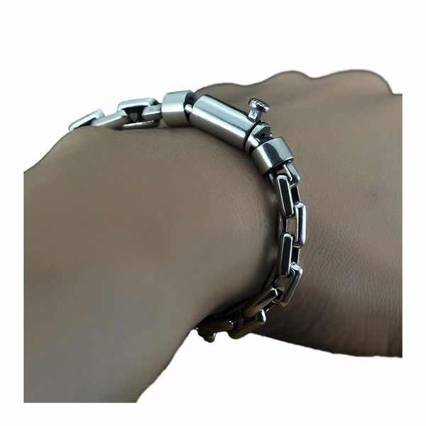 S925 Sterling Silver Vintage Single Lock Clasp Men Bracelet For Fine Jewelry 925 Solid Thai Silver O Chain Bangle Male Punk Box Ch2718