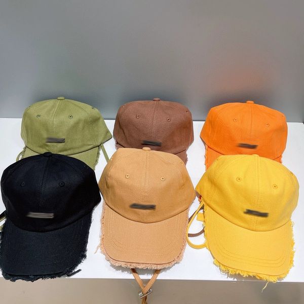 Top Caps Marka Beyzbol Tasarımcısı Drawstring Cap Metal Logo Mektubu Düz Renk Retro Sıkıntılı Kenarlar Snapback Hat Kadınlar Moda Casquette Yaz