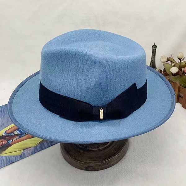 Berets vintage feltro fedora chapéu para homens mulheres de alta qualidade panamá trilby jazz laço decoração cavalheiro vestido de festa boné