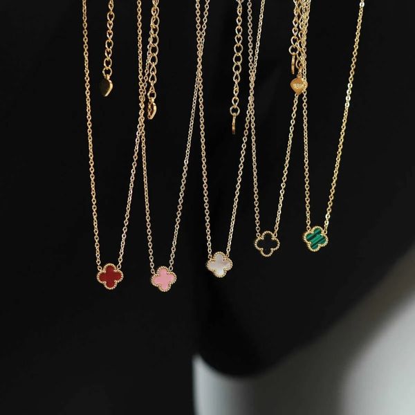 Van Clover Colar Designer Quatro Folhas Pingente Siciliano Luz Luxo Pingente Dupla Face Quatro Folhas Grama Ouro Pequeno Simples Mini Lucky Collar Chain Femal