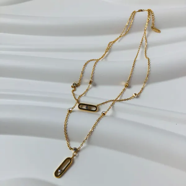 Anhänger Halsketten Gold Zarte Doppel-Schicht Kristall Für Frau Anhänger Choker Halskette Partei Schmuck Geschenk Mujer Moda