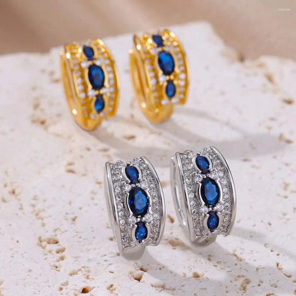 Orecchini a cerchio zircone blu per donna orecchino vintage 2023 tendenza coppia di lusso matrimonio gioielli di Natale regalo goccia