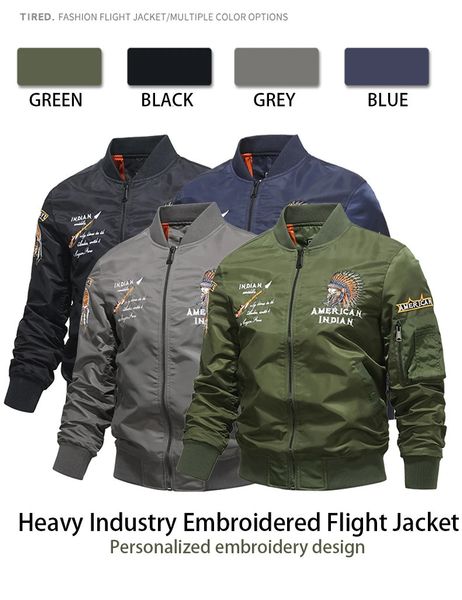 Erkek Ceket Ceket Hint Nakış Desenleri Açık su geçirmez iş giymek bombardıman uçağı erkek beyzbol üniformaları motosiklet adam 231218