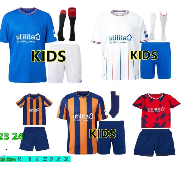 23 24 Glasgow Rangers Fußballtrikots 2023 2024 auswärts COLAK DACH LUNDSTRAM HAGI BARKER MORELOS TAVERNIER KENT TILLMAN FC FASHION JR Fußballtrikot Kinderset Jungen