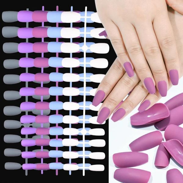 Pregos Falsos 120 Pcs Matte Press On Nail Tips Macio Cobertura Completa Falso Caixão Cor Sólida Ballet Acrílico Art Extension Tools