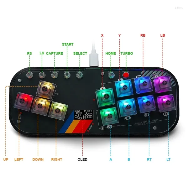 Controller di gioco T8WC Fighting Box Mini Hitbox LED Fight Controller Tastiera meccanica