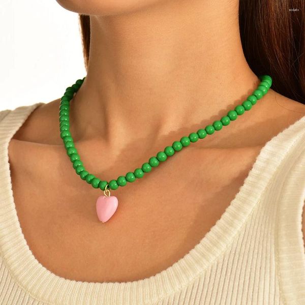 Anhänger Halskette Mode Kpop natürlicher Quarz Steinkristall Kettenkette Herzform Halskette für Frauen Schmuck