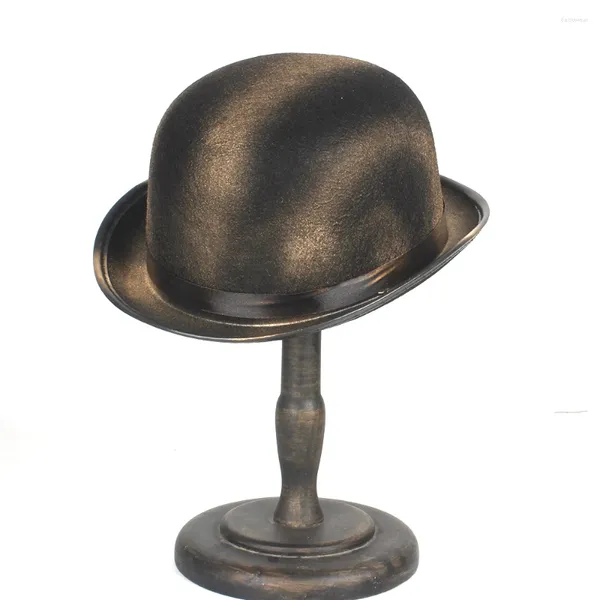 Berets Moda Mulheres Homens Pintura Metálica Steampunk Bowler Chapéu Topper Chuveiro Fedora Cosplay Mágico Billycock Noivo