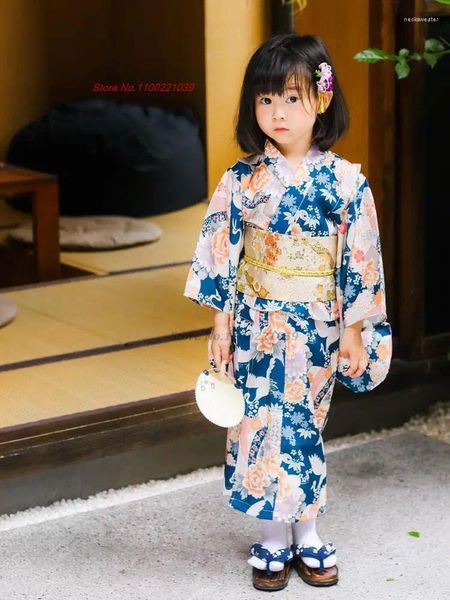 Roupas étnicas 2023 National Flower Print Girl Tradicional Japonês Kimono Vintage Haori Yukata Bathrobe Poshoot Stage Performing Dress