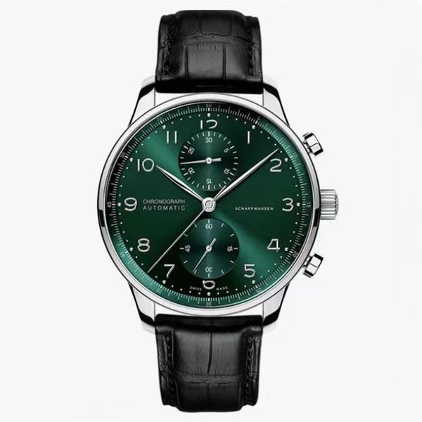 2023 Nova marca de alta qualidade IWX série portuguesa relógio masculino todo em aço couro safira espelho multifuncional cronógrafo relógio mecânico automático