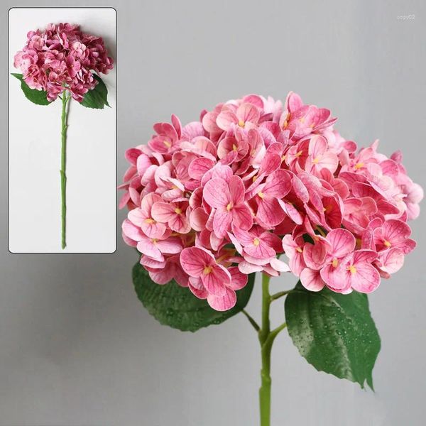 Dekorative Blumen, 1 Stück, künstliche Simulation, große Hortensie, hochwertiger, echter Touch, gefälschter Seidenstrauß, feuchtigkeitsspendend