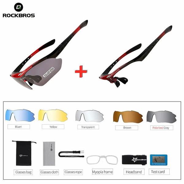 Óculos de olhos de óculos de rockbros ciclismo óculos de sol polarizados MTB Bike Road Bike Outdoor Sports Goggles Myopia Frame UV400 5 Acessório de bicicleta de lente