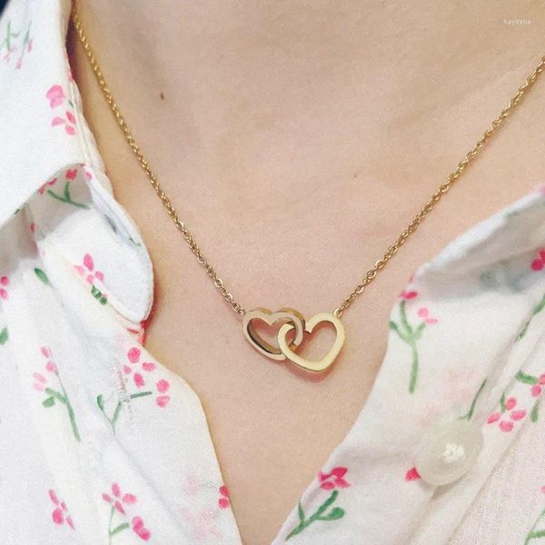 Collane con ciondolo Gioielli semplici di moda Acciaio inossidabile 18k Placcatura sotto vuoto Oro rosa O Catena con parole Collana con lettere d'amore Regalo per fidanzata