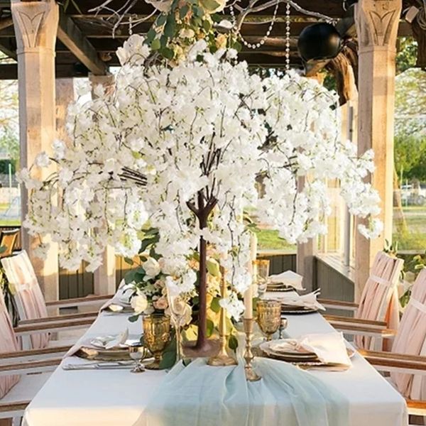 Árvore de flor de cerejeira artificial, exuberante, flores de casamento, árvore de cerejeira, festa de casamento, cenário de aniversário, decoração de casa e sala de estar