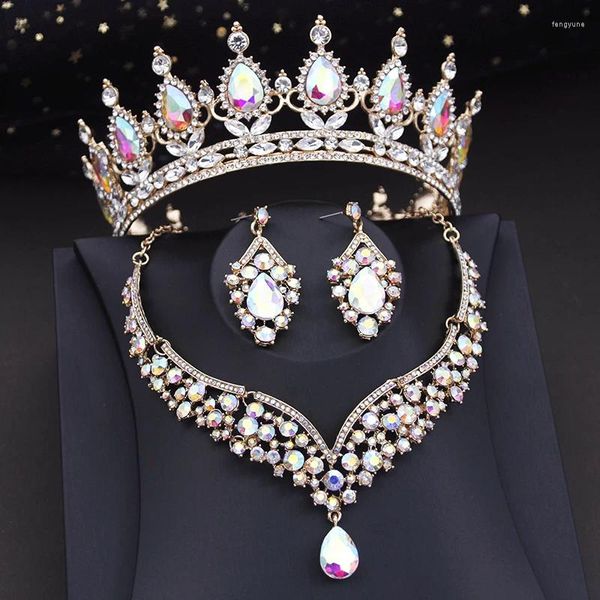 Collana di orecchini set corona rotonda set di orecchini da sposa e diademi per spettacoli di ballo di fine anno gioielli di Dubai accessori per costumi