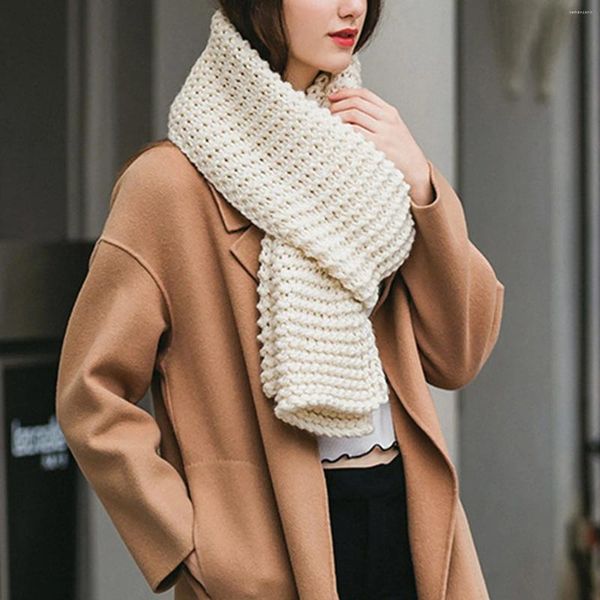 Bufandas de invierno, moda coreana, bufanda tejida, chal para mujer, Color sólido, protección del cuello, bufandas gruesas para parejas elásticas