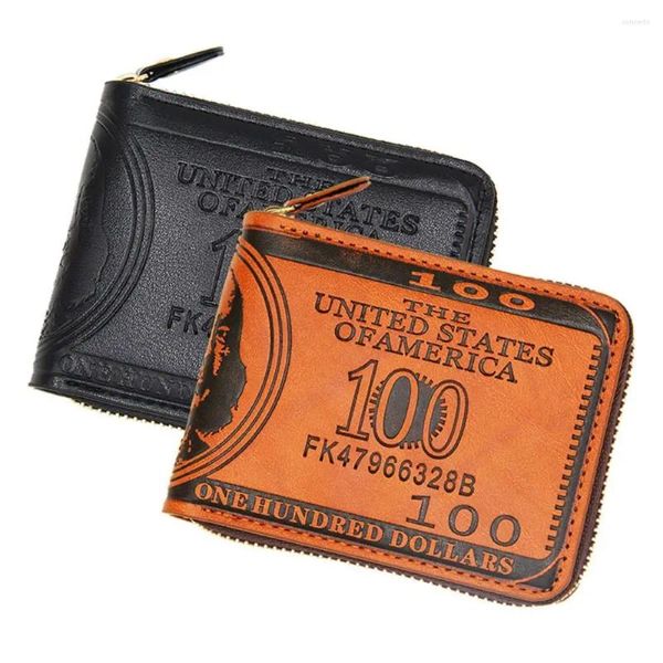 Кошельки из искусственной кожи, клатч, кошелек с узором в долларах США, кожаный держатель для карт, карманный кошелек для денег, кошелек на молнии, мужские дорожные