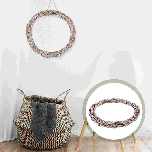 Dekoratif Çiçekler 1 PC Doğal Rattan Çelenk Kalp Şeklinde DIY Bitmemiş Kapı