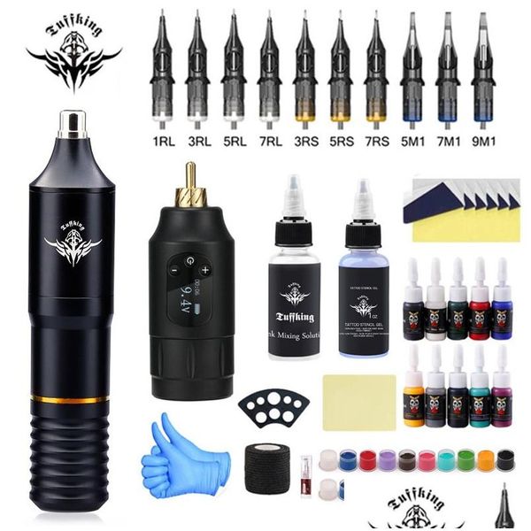 Máquina de tatuagem Tattoo Hine Kit Wireless Mini Fonte de alimentação Bateria Rotary Pen Set com cartucho de agulhas para iniciantes Suprimentos Drop Del Dhtei