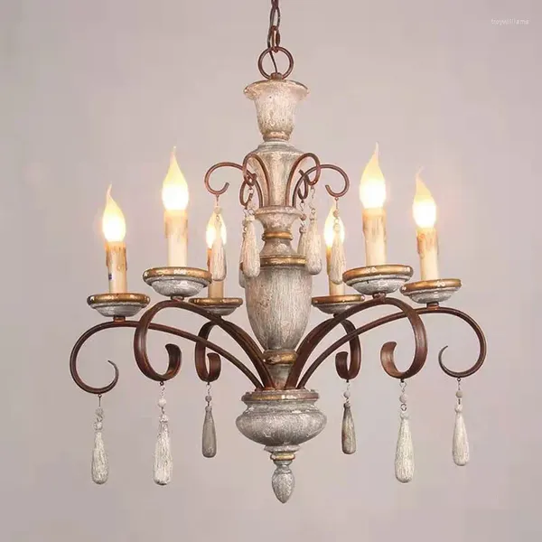 Lâmpadas pendentes vintage loft americano madeira maciça feita candelabros antigos sala de estar jantar quarto villa design de luz interior