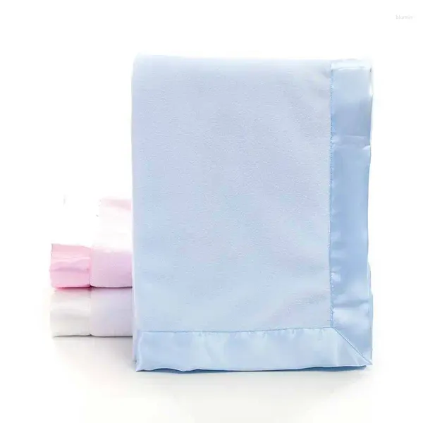 Decken Baby Polar Fleece Satin Rand Decke bestickte Baumwolle Super Soft Infant Swaddle Kinderwagen Infantil Wrap Kinder monatlich