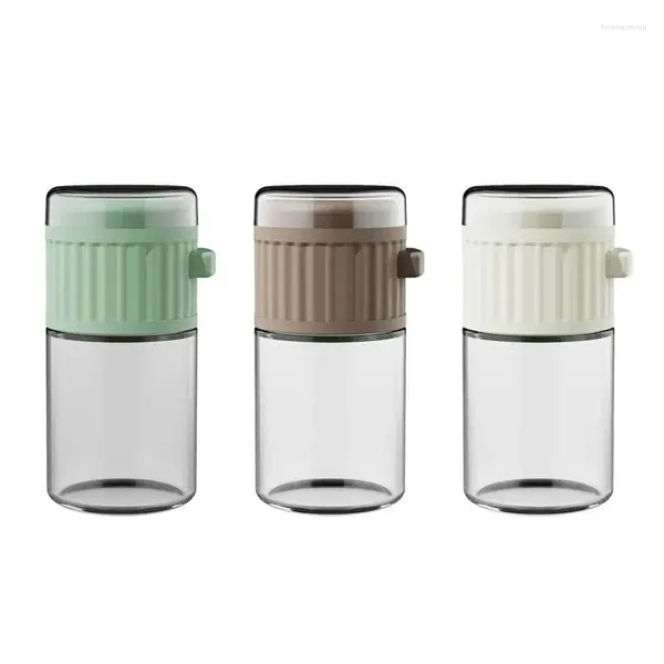 Frascos de armazenamento de vidro, frascos de tempero tipo prensa transparente, recipientes selados, suprimentos de cozinha para sal
