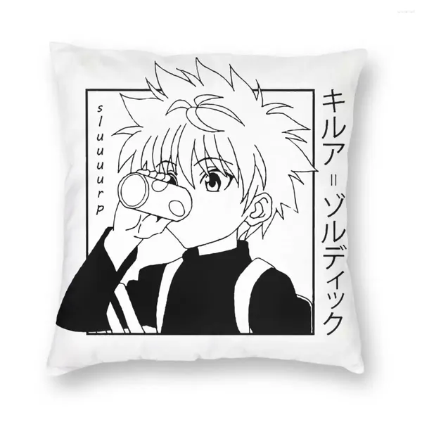 Travesseiro Kawaii X Killua Zoldyck Caso Quadrado Poliéster Decorativo HXH Anime Manga Novidade Capas