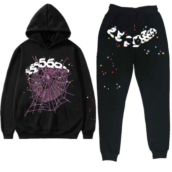 felpa con cappuccio da uomo firmata Spider felpa con cappuccio tuta da donna rosa pullover con cappuccio da jogging quattro stagioni Spider Web Graphic pantaloni con cappuccio Hip Hop set tuta a maniche lunghe