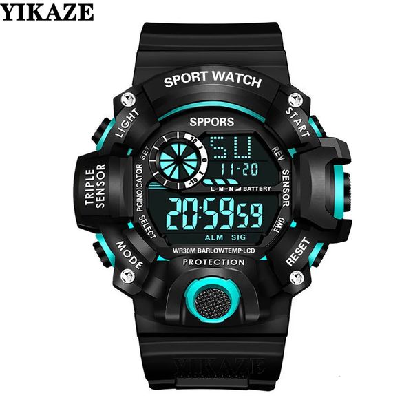 Relógios de pulso Yikaze Mens LED Relógio Digital Homens Esporte Relógios Fitness Eletrônico Multifuncional Militar Esportes Relógio Crianças Presentes 231216