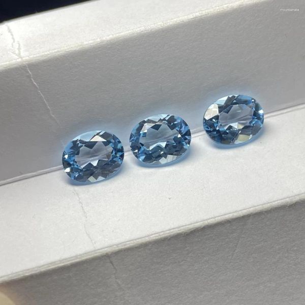 Gevşek taşlar meisidian oval kesim 10x12mm 6 karat orijinal doğal gökyüzü mavi topaz taş küpe yapımı