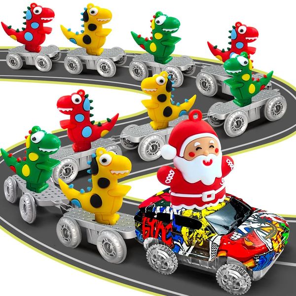 Электрический радиоуправляемый автомобиль, игрушки-динозавры, создайте мировую дорожную гонку, гибкую дорожку, Санта-Клаус для детей 3, 4, 5, 6 лет, подарок для мальчиков и девочек 231218