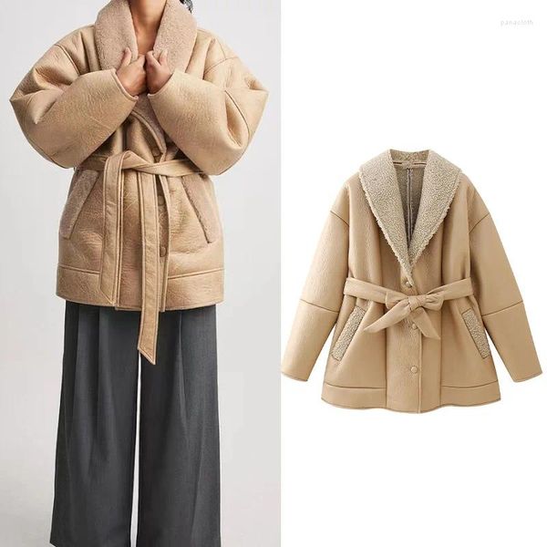 Damen Pelz Herbst und Winter warme modische Jacke. Eine einfache künstliche Lammwolle zum Schnüren