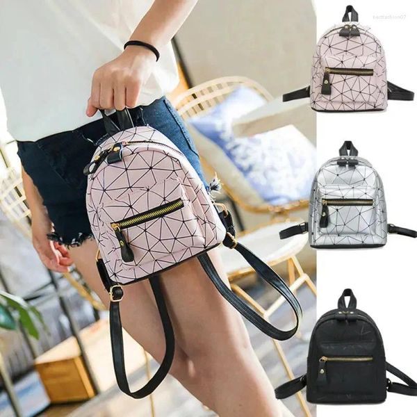 Borse da scuola Moda Donna Motivo geometrico Mini Zaino Zaino in pelle PU Borsa da viaggio per ragazze da donna