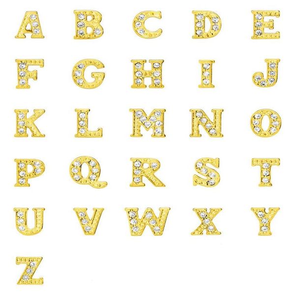 Strass Oro Argento Placcato Lettere dell'alfabeto A-Z Lega di Ciondoli Galleggianti Adatto per Medaglione di Vetro Gioielli Fai da Te 20 Pezzi2640