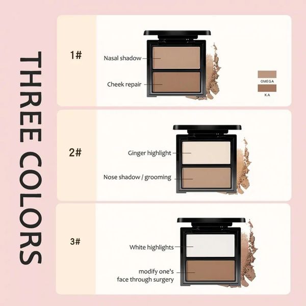 Blush 2-Farben-Make-up-Palette, erhellt den Hautton, Highlighter, Bronzer, Kosmetik, Highlight-Schatten-Puder, 3D-Gesichts-Con-Gesichts-Make-up 231218