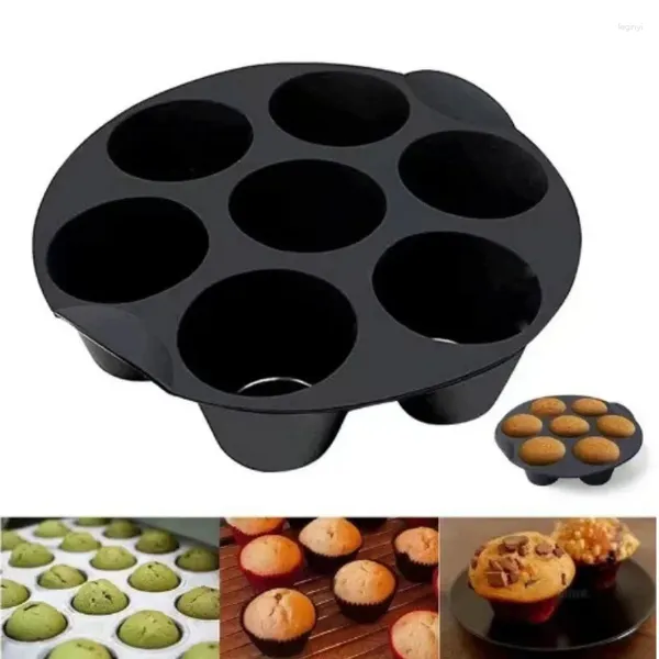 Moldes de cozimento Frigideira de ar Acessórios Molde de bolo de silicone Ferramentas de 7 furos Muffin Cupcake Food Grade Tool