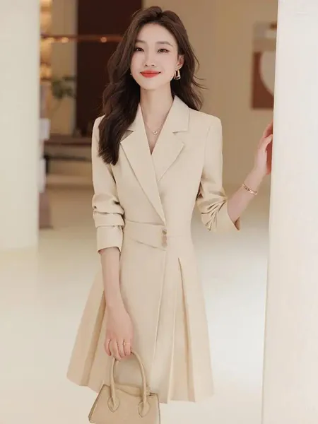 Casual Kleider Hohe Qualität Solide Party Blazer Kleid Frauen Koreanische Büro Dame Eleganten Anzug Chic Langarm Kleidung Herbst Winter