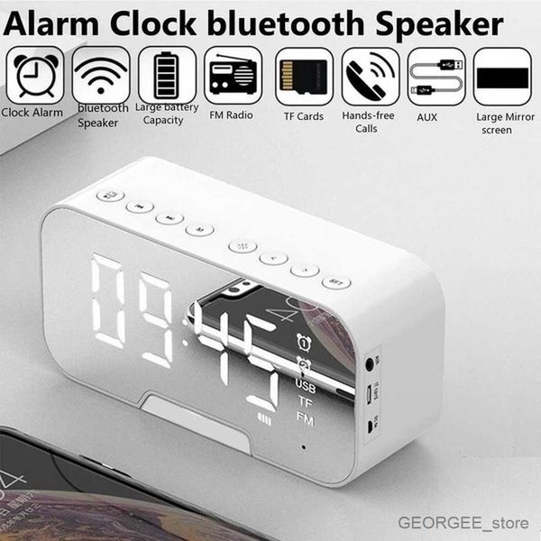 Alto-falantes portáteis Multifuncionais Despertador Espelho LED Sem Fio Bluetooth Eletrônico Digital TF / FM Rádio Mãos-livres Chamando Leitor de Coluna de Música