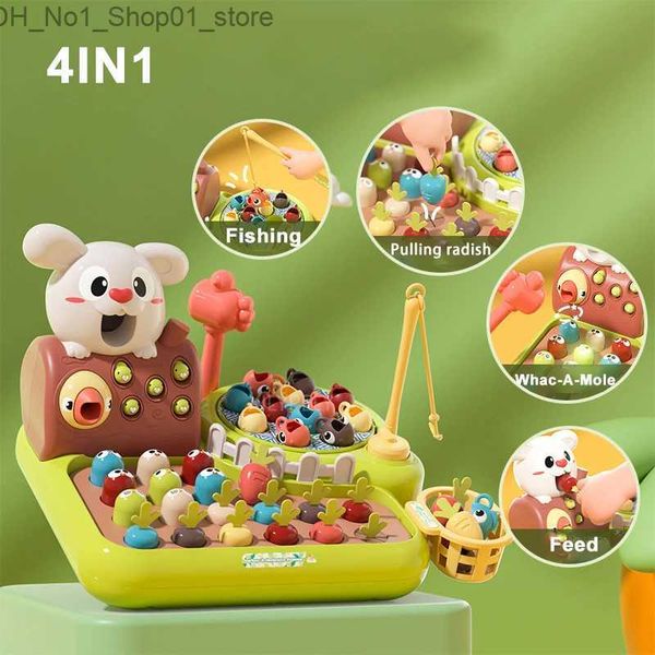 Sortieren Nesting Stapeln Spielzeug 2023 Kinder Montessori Spielzeug Happy Farm Spielen Gophers Angeln Karotten Ziehen Füttern 4IN1 Spiel Kinder Puzzle Q231218