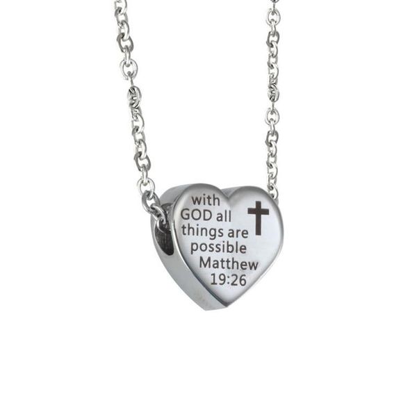 Женские ожерелья с подвеской в виде сердца, все возможно, ожерелье с подвеской в виде сердца из нержавеющей стали Мэтью, вдохновляющая цитата, религиозная 245c
